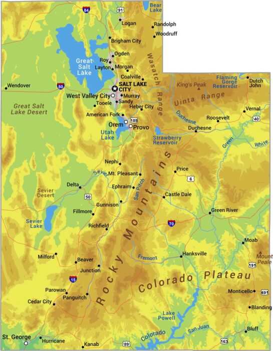 Utah Physical Map