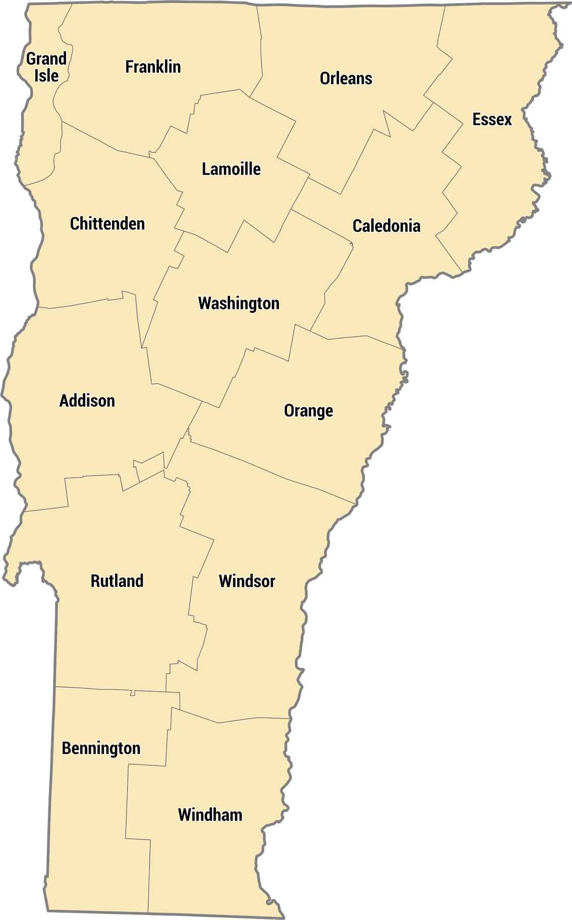 Vermont County Map