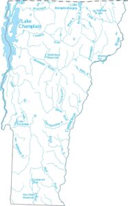 Vermont Lakes and Rivers Map