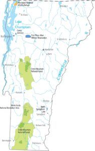 Vermont National Parks and Forests Map