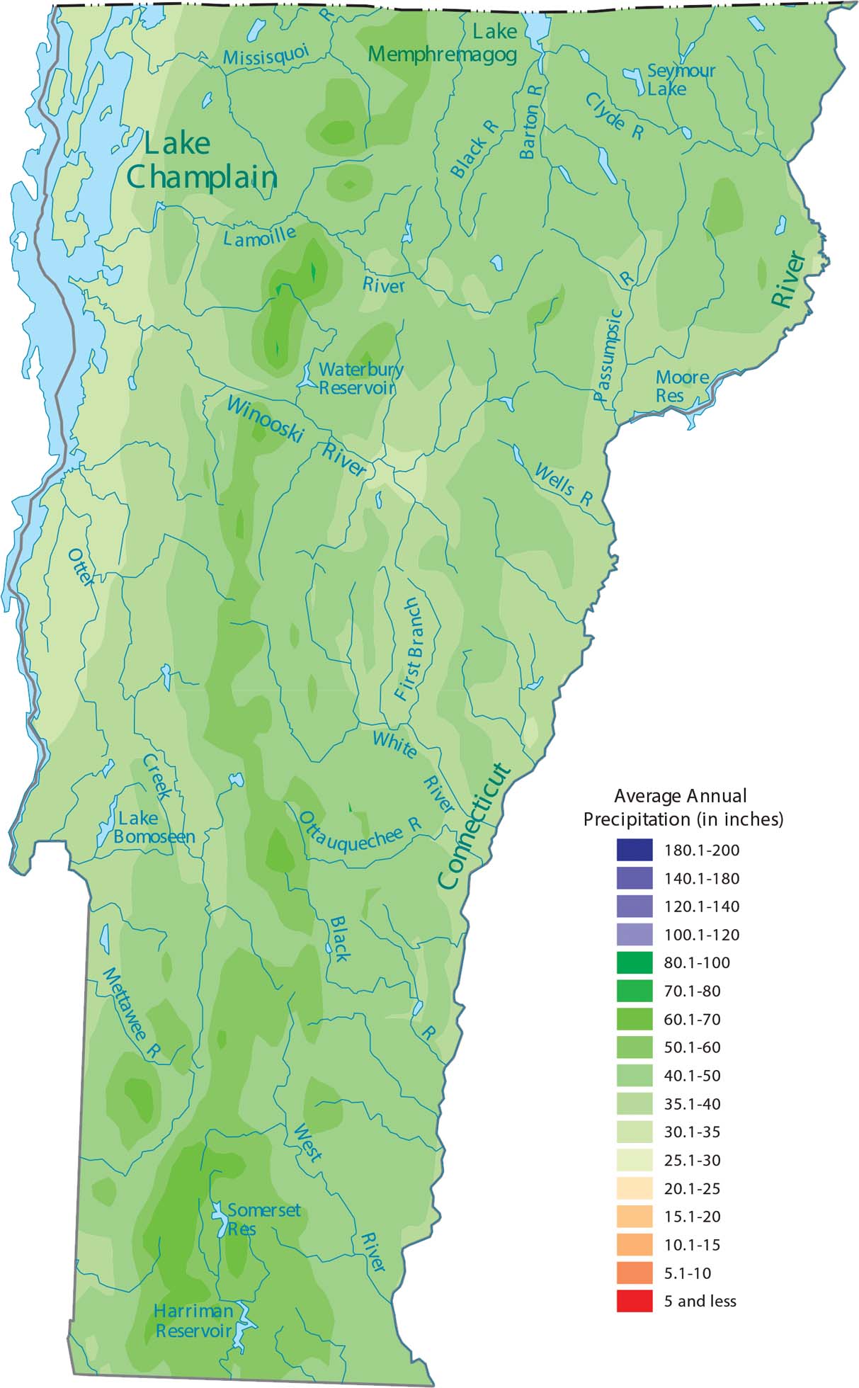 Vermont Precipitation Map