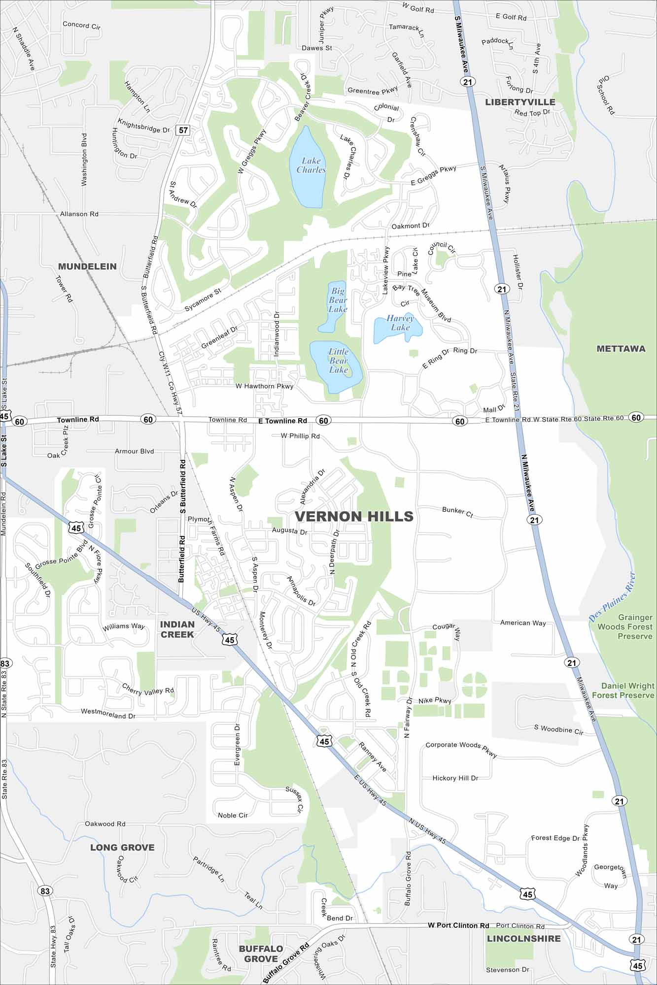 Vernon Hills Map Illinois