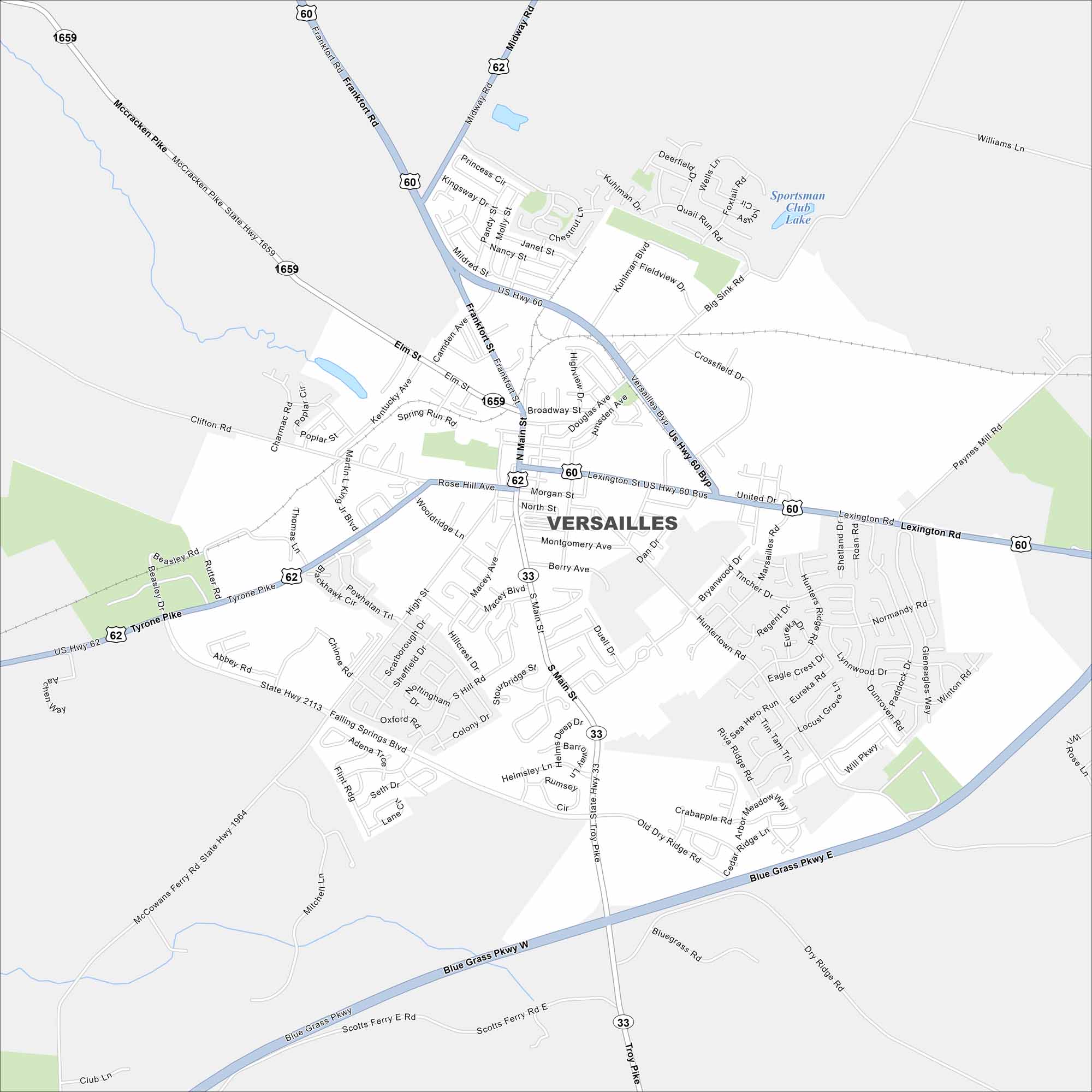 Versailles Map Kentucky