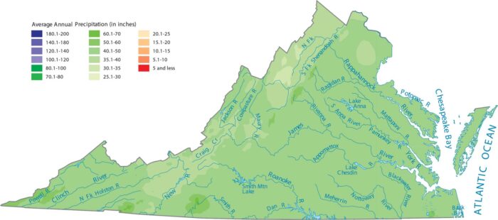 Virginia Precipitation Map