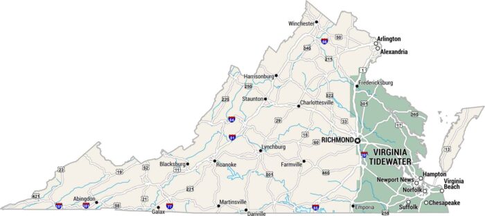 Virginia Tidewater Map