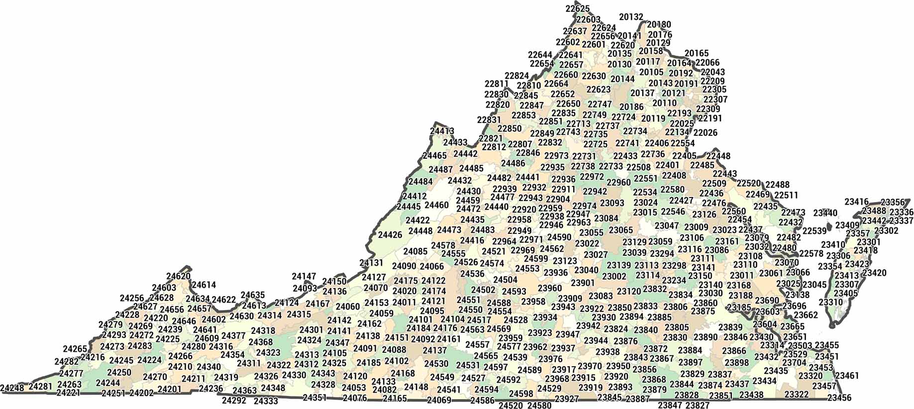 Virginia Zip Code Map