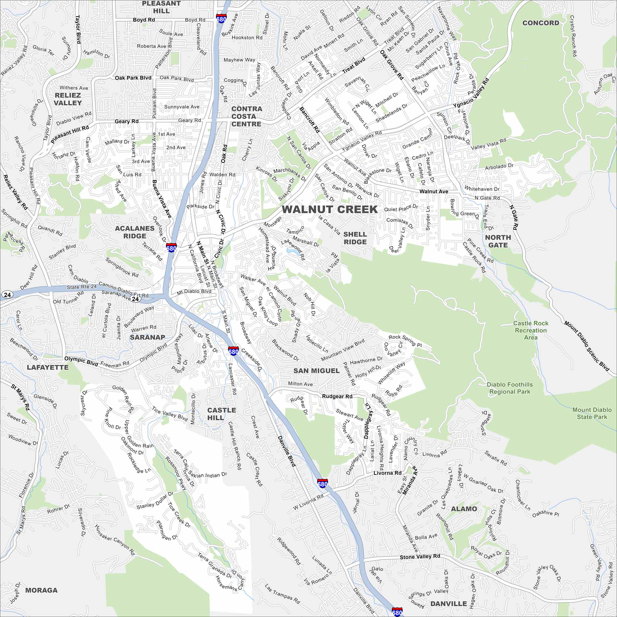 Walnut Creek Map California