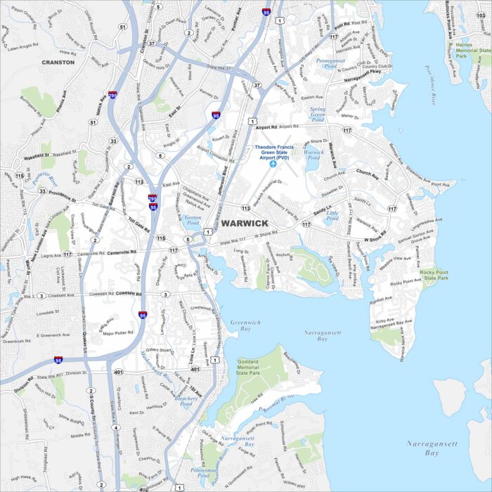 Warwick Map Rhode Island