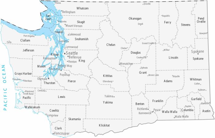 Washington Counties Cities Map