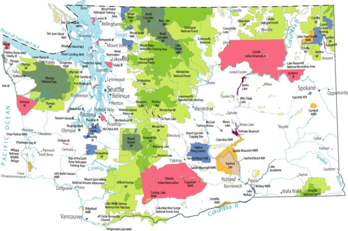 Washington National Parks and Forests Map