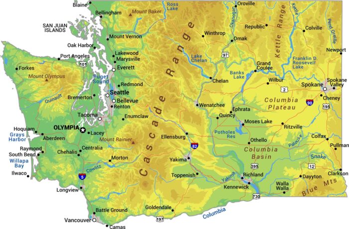 Washington Physical Map