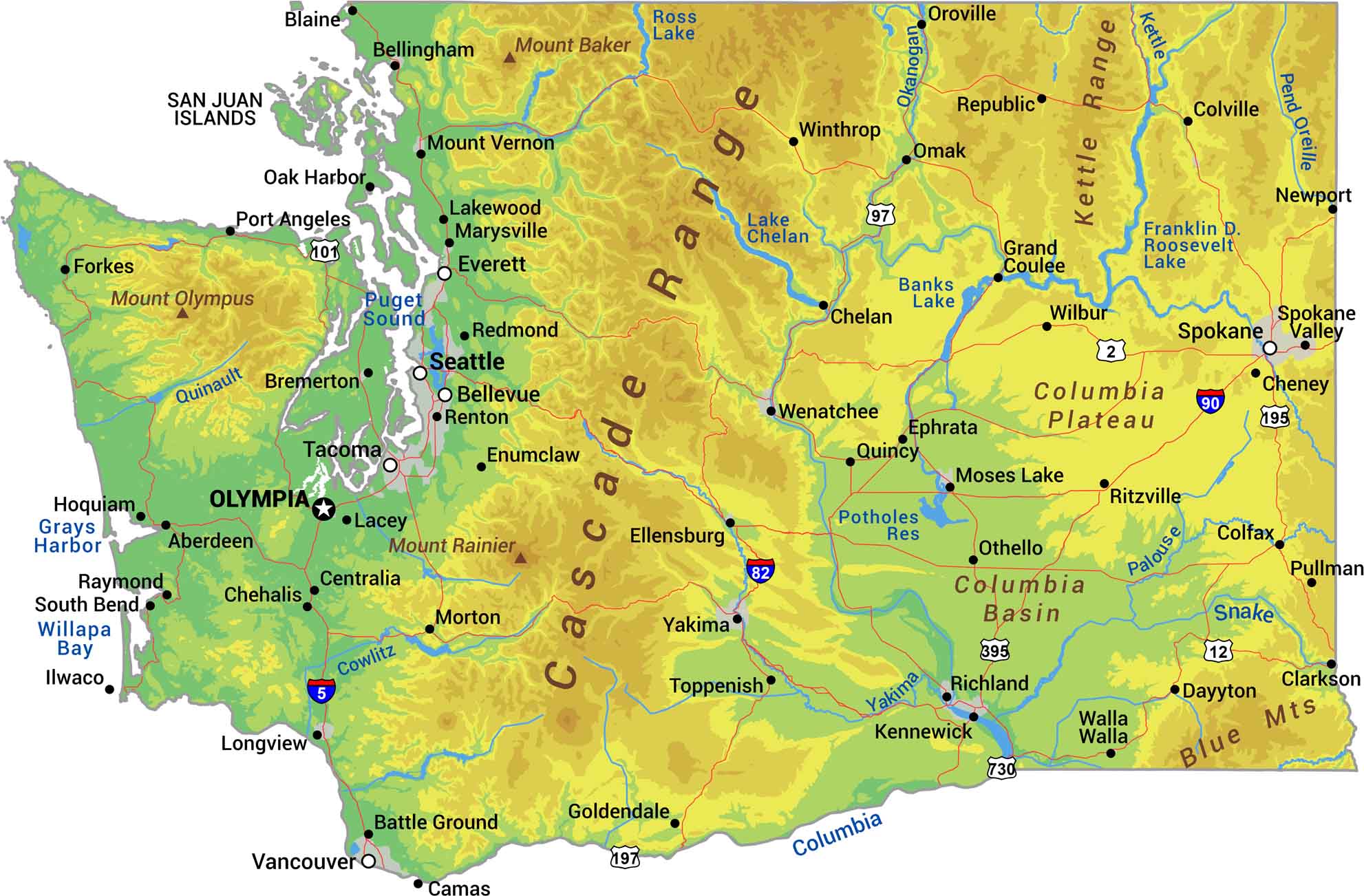Washington Physical Map