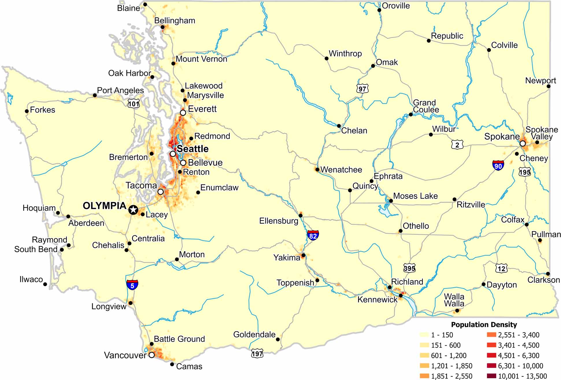 Washington Population Density Map