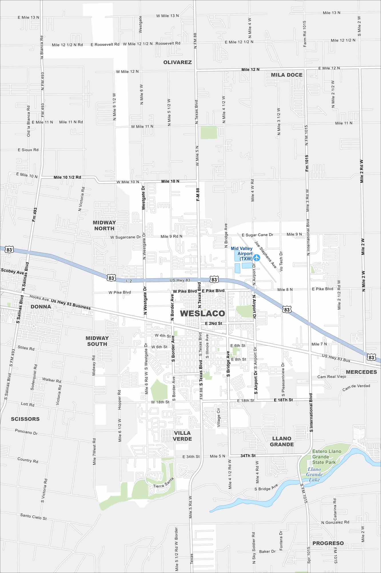 Weslaco Map Texas