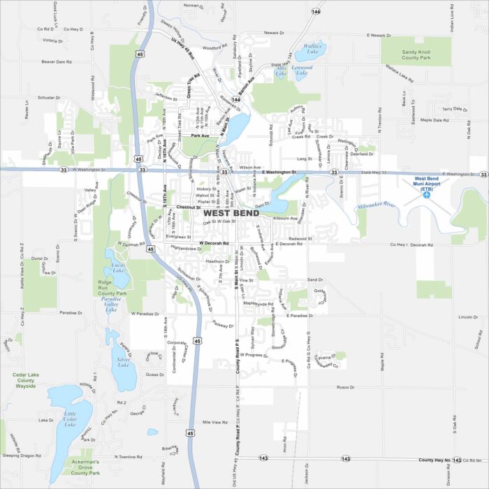 West Bend Map Wisconsin