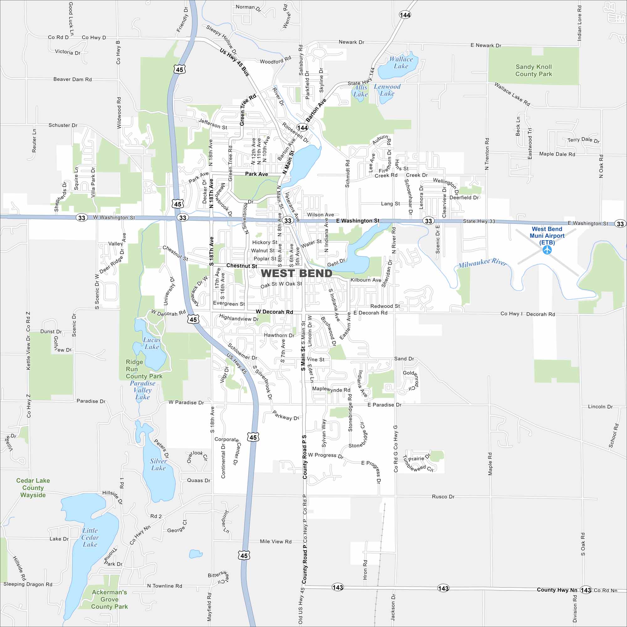 West Bend Map Wisconsin
