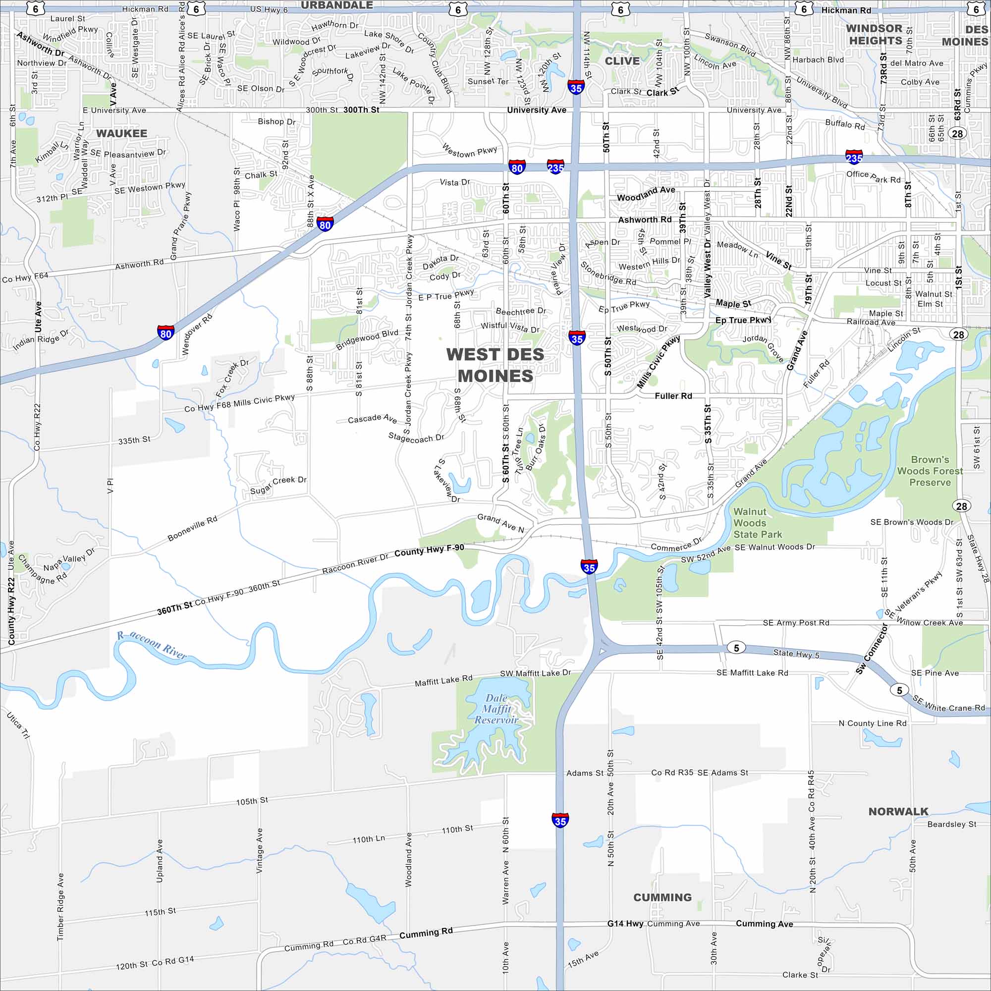 West Des Moines Map Iowa
