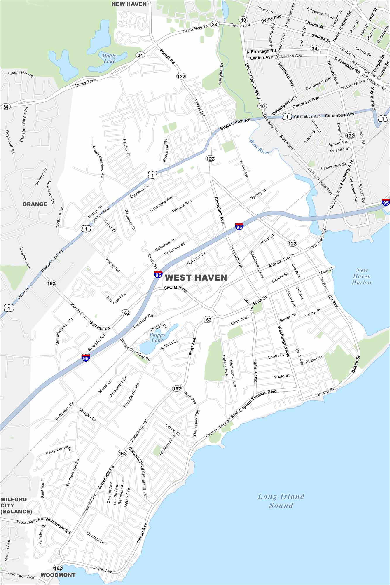 West Haven Map Connecticut