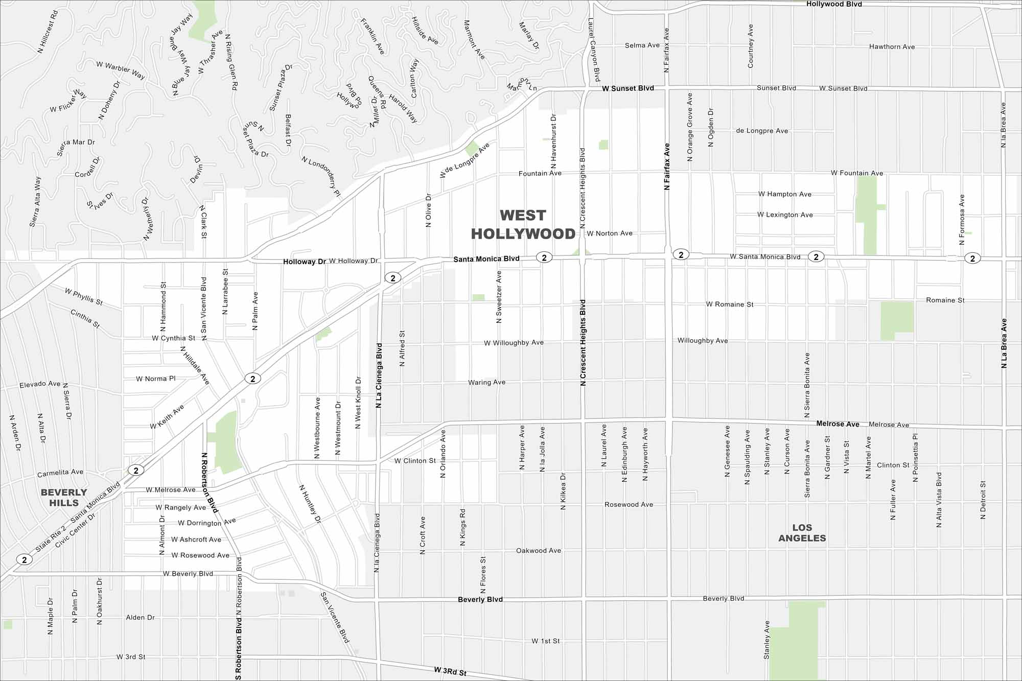 West Hollywood Map California