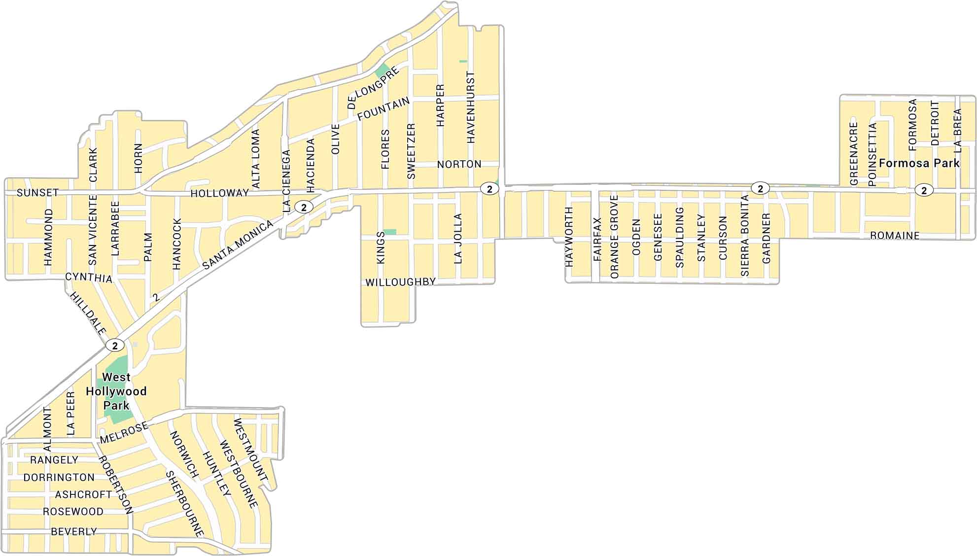 West Hollywood Map Los Angeles