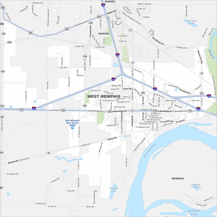 West Memphis Map Arkansas