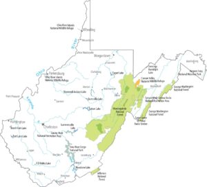 West Virginia National Parks and Forests Map