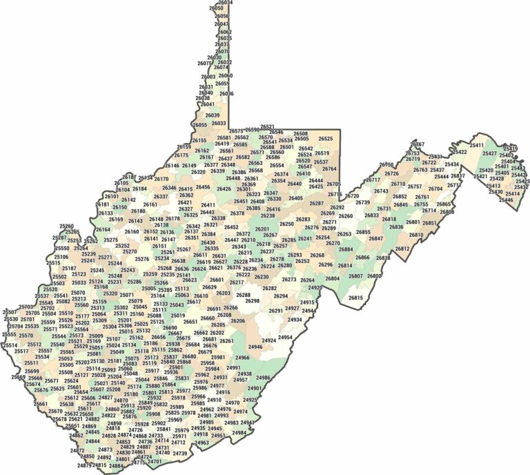 West Virginia Zip Code Map