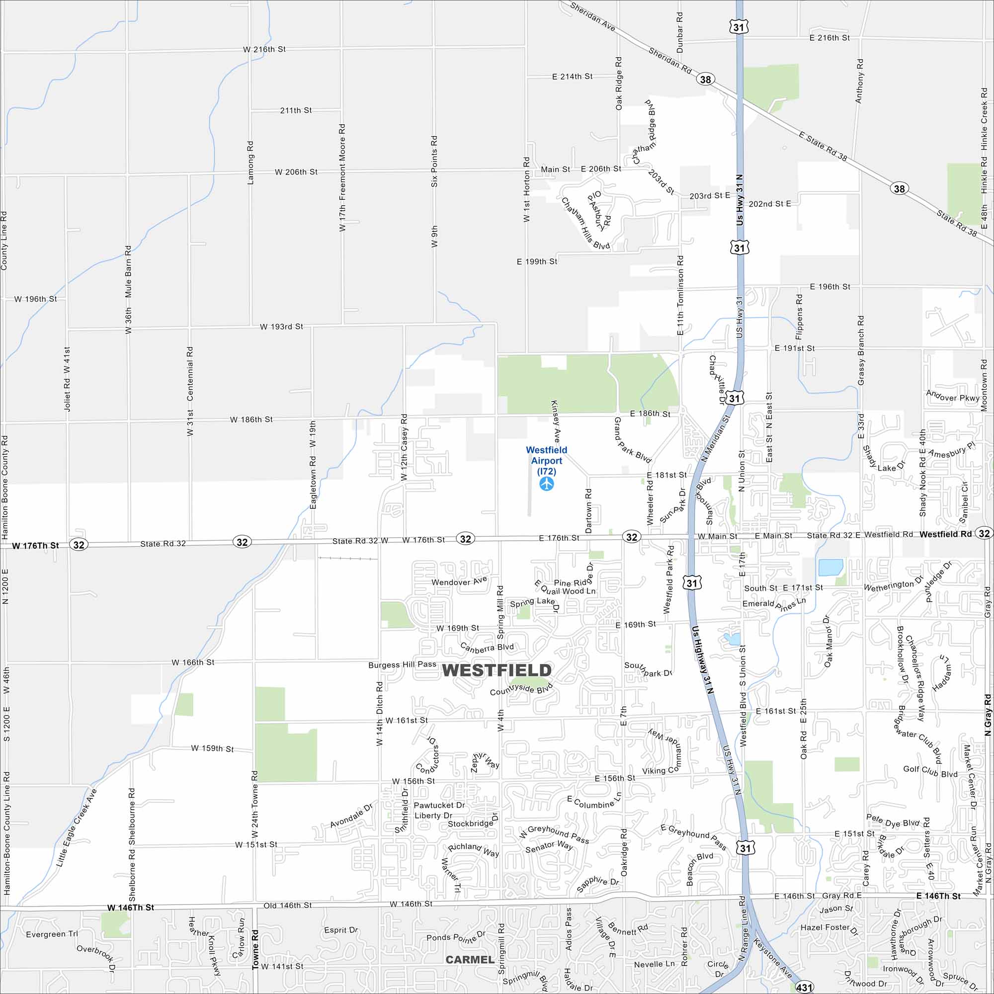Westfield Map Indiana