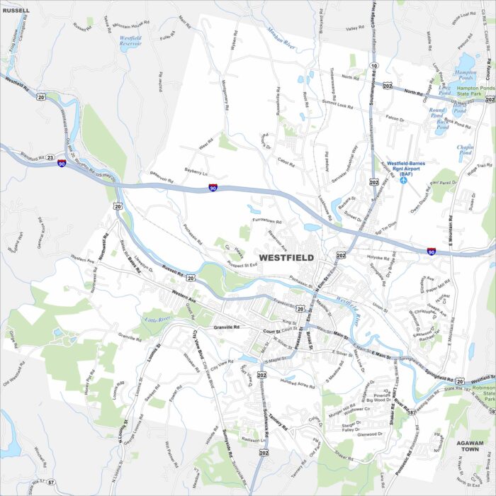 Westfield Map Massachusetts