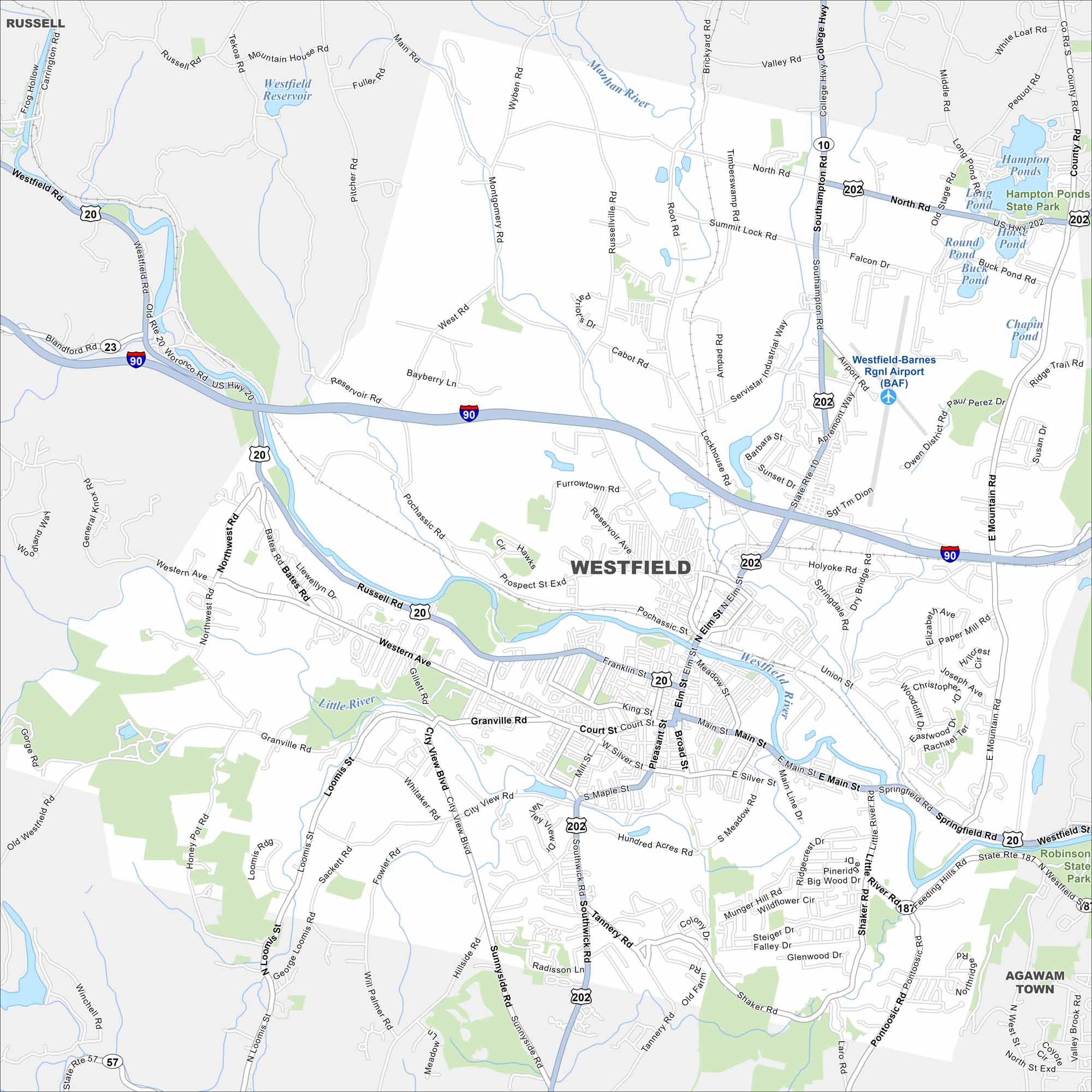 Westfield Map Massachusetts