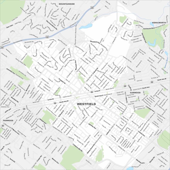 Westfield Map New Jersey