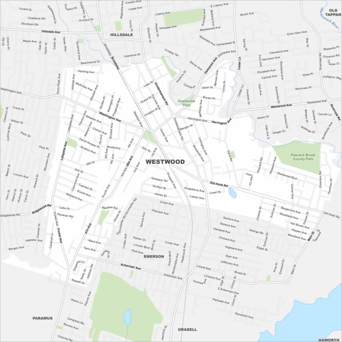 Westwood Borough Map New Jersey
