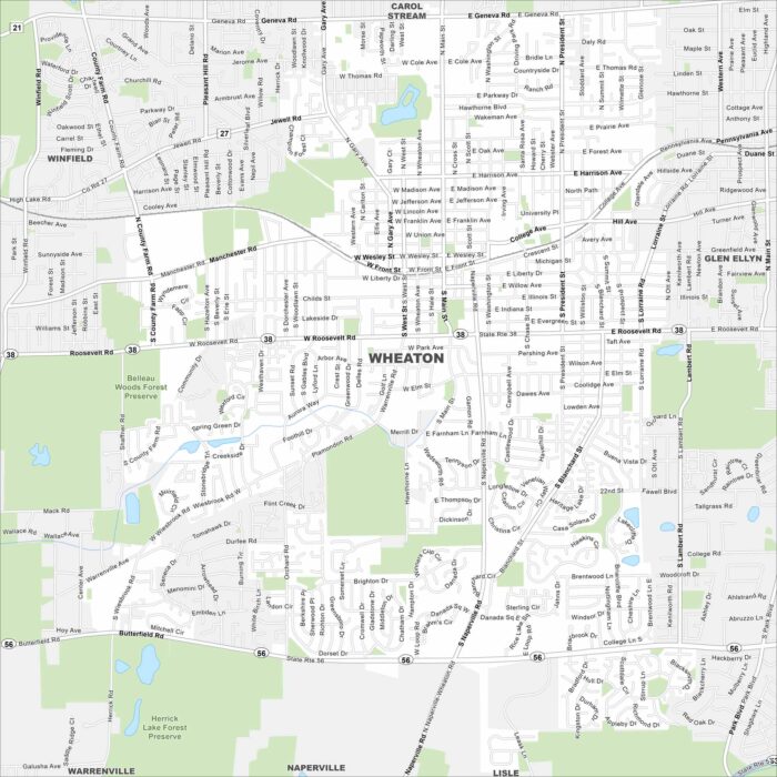 Wheaton Map Illinois