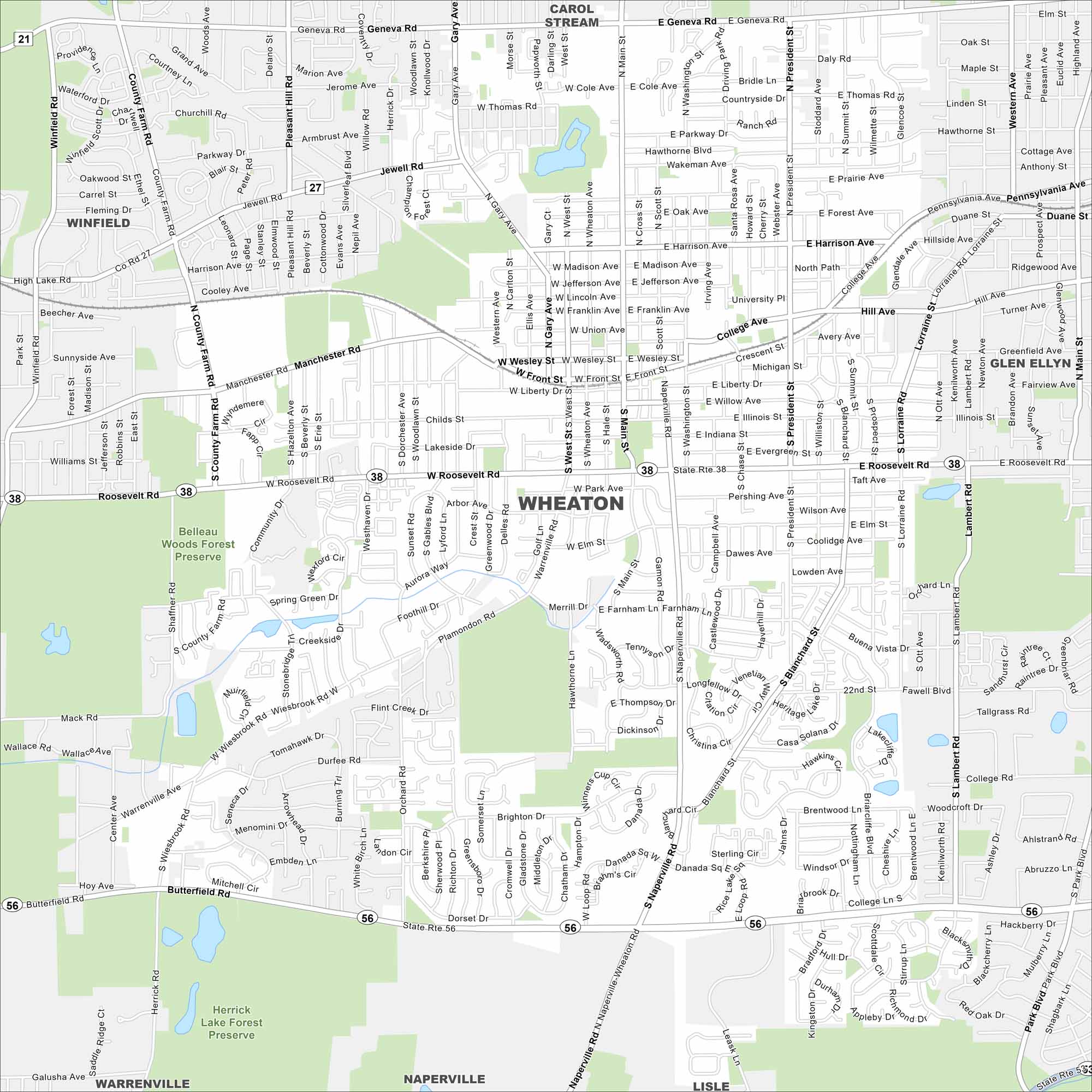 Wheaton Map Illinois