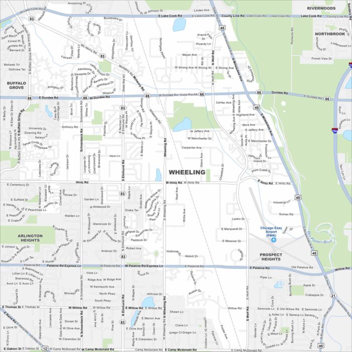 Wheeling Map Illinois
