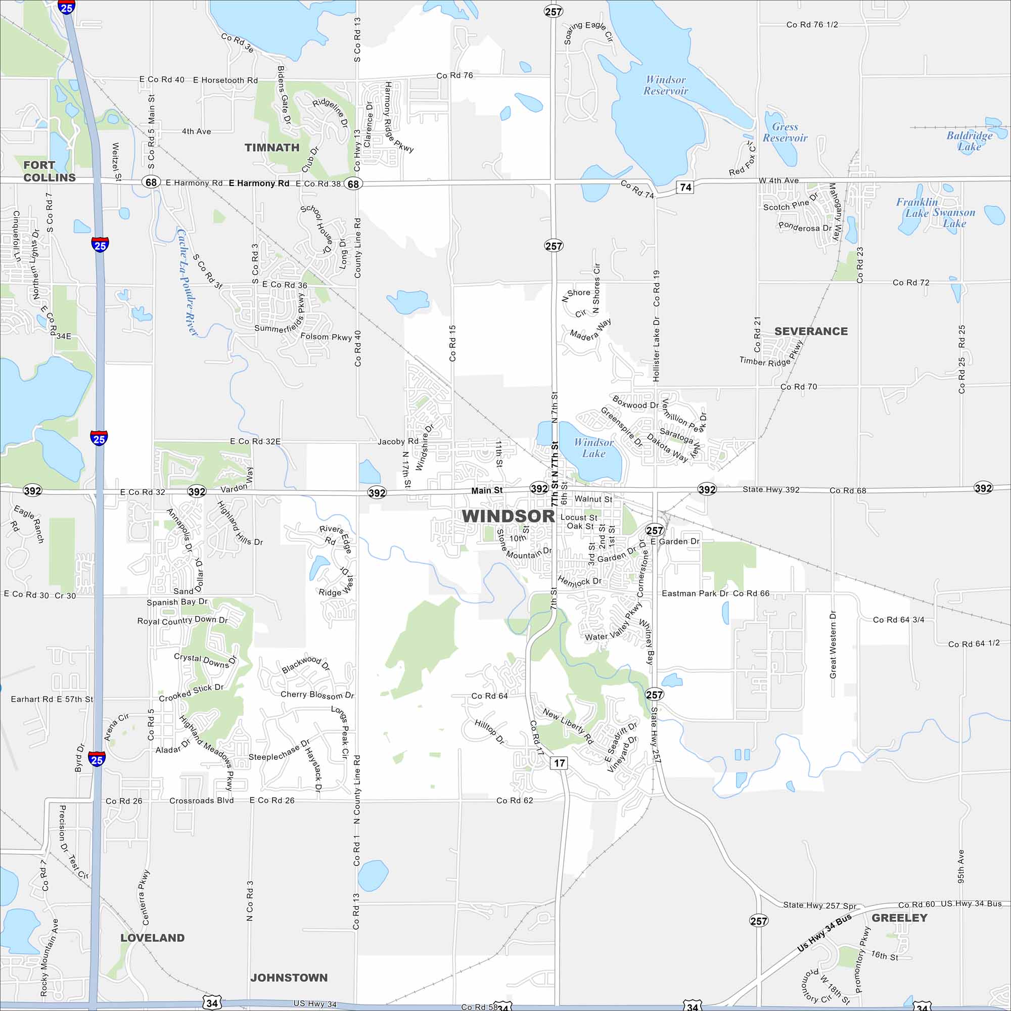 Windsor Map Colorado
