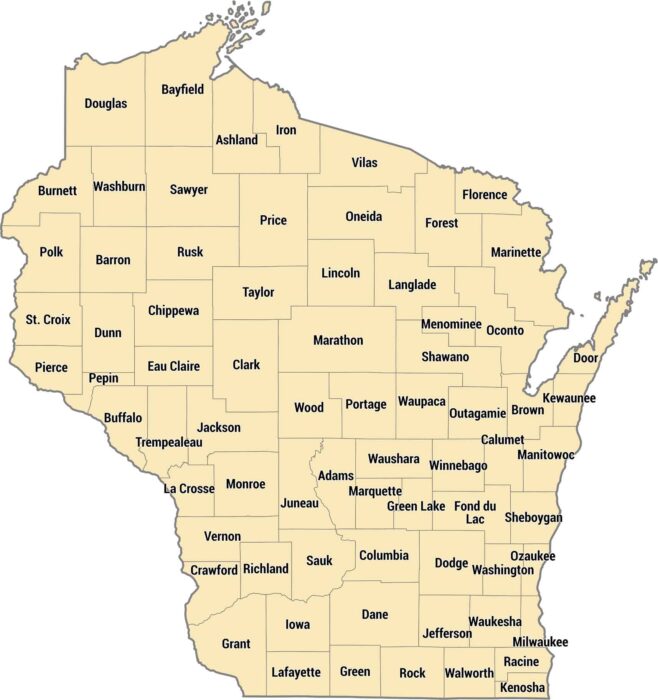 Wisconsin County Map