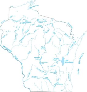 Wisconsin Lakes and Rivers Map