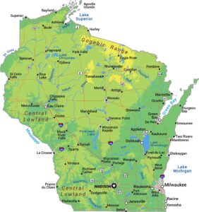 Wisconsin Physical Map
