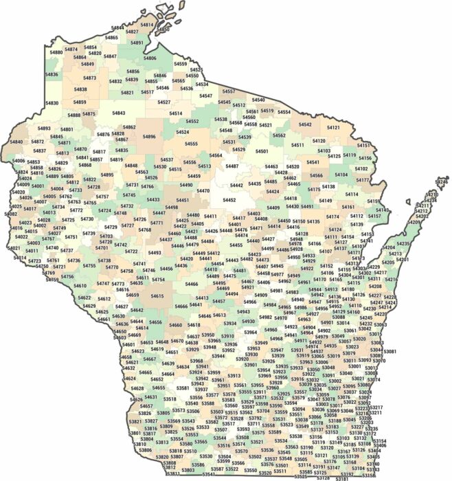 Wisconsin Zip Code Map