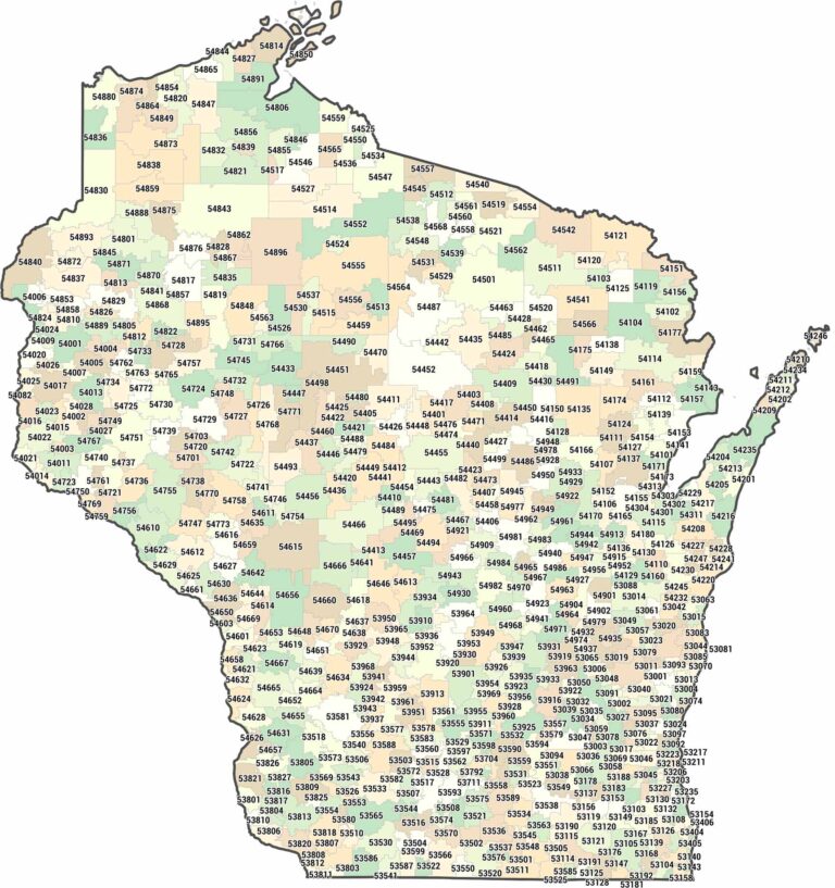 Wisconsin Zip Code Map
