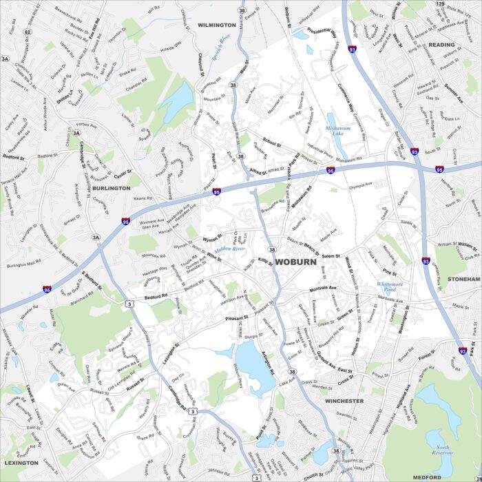 Woburn Map Massachusetts