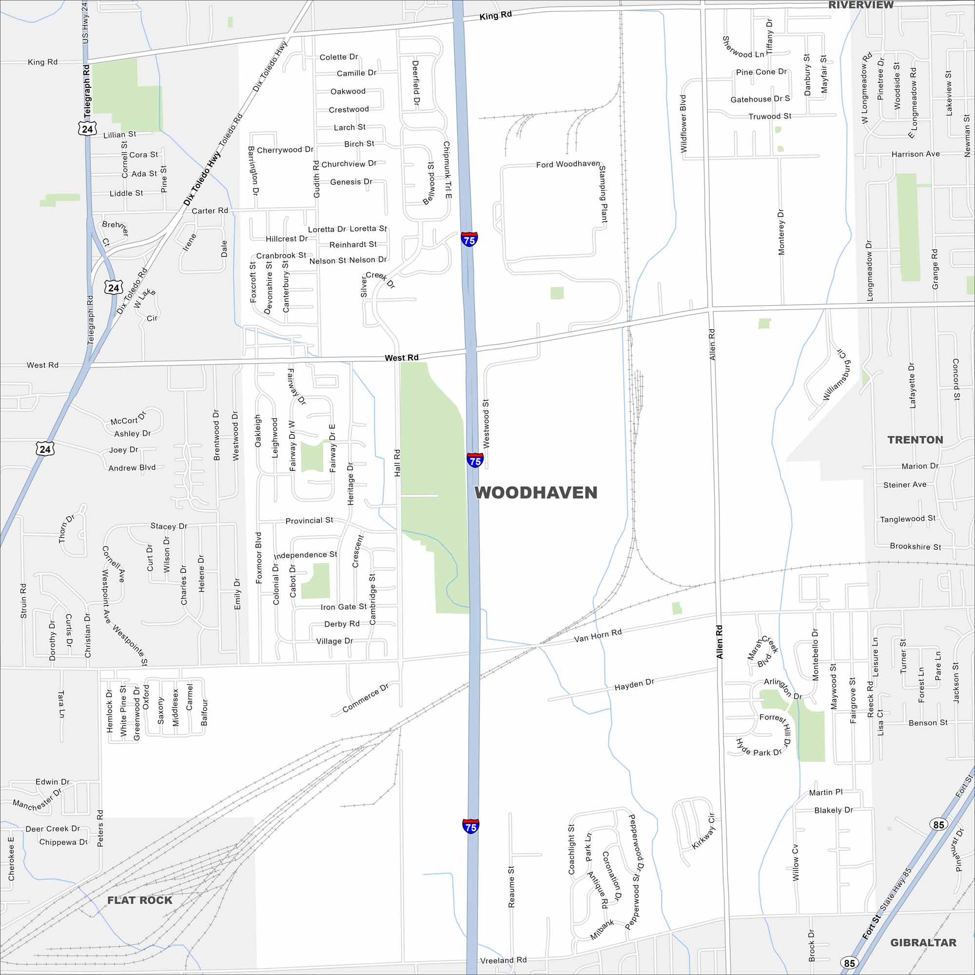 Woodhaven Map Michigan