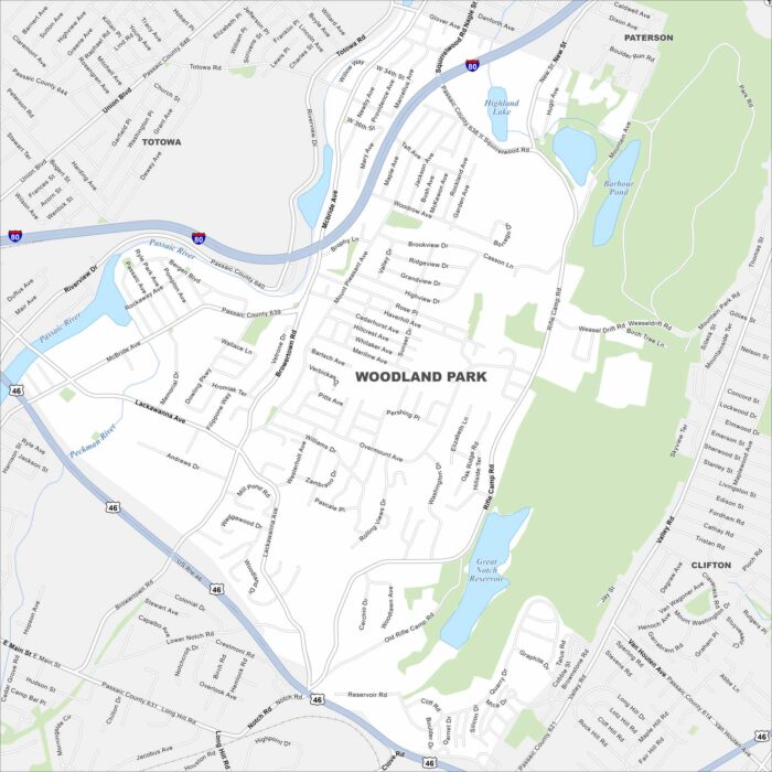 Woodland Park Borough Map New Jersey