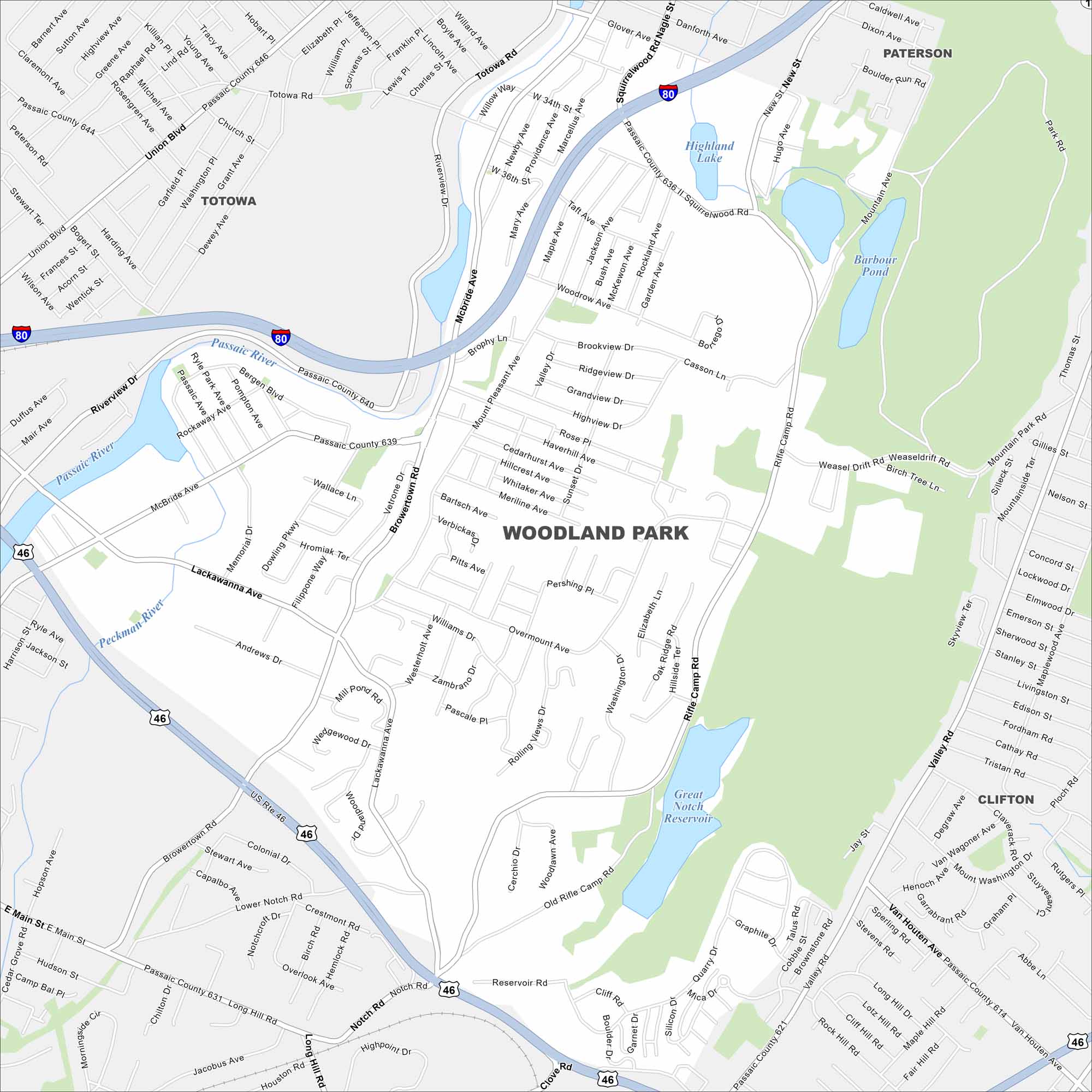 Woodland Park Borough Map New Jersey