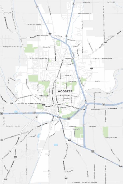 Wooster Map Ohio