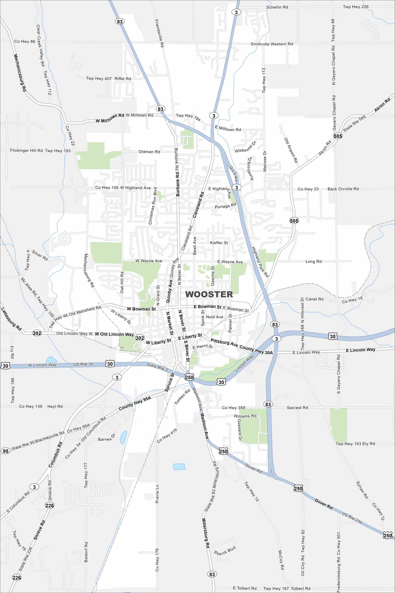 Wooster Map Ohio