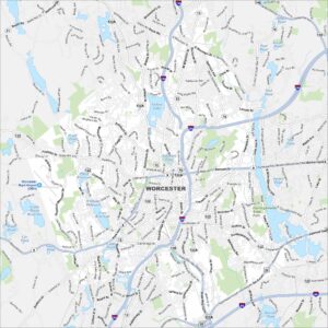 Worcester Map Massachusetts