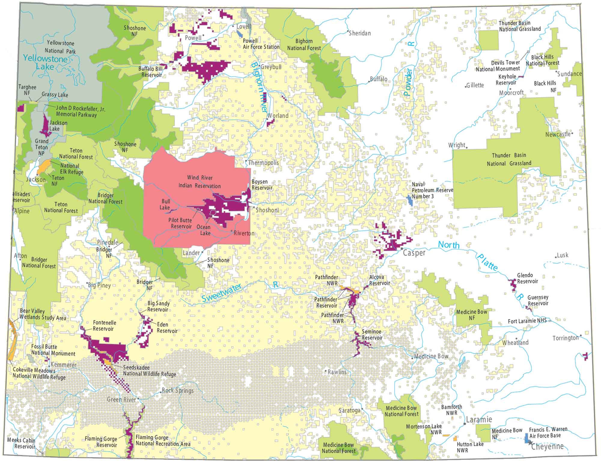Wyoming National Parks and Forests Map