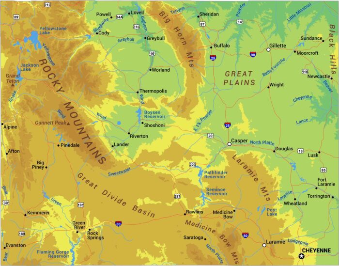 Wyoming Physical Map